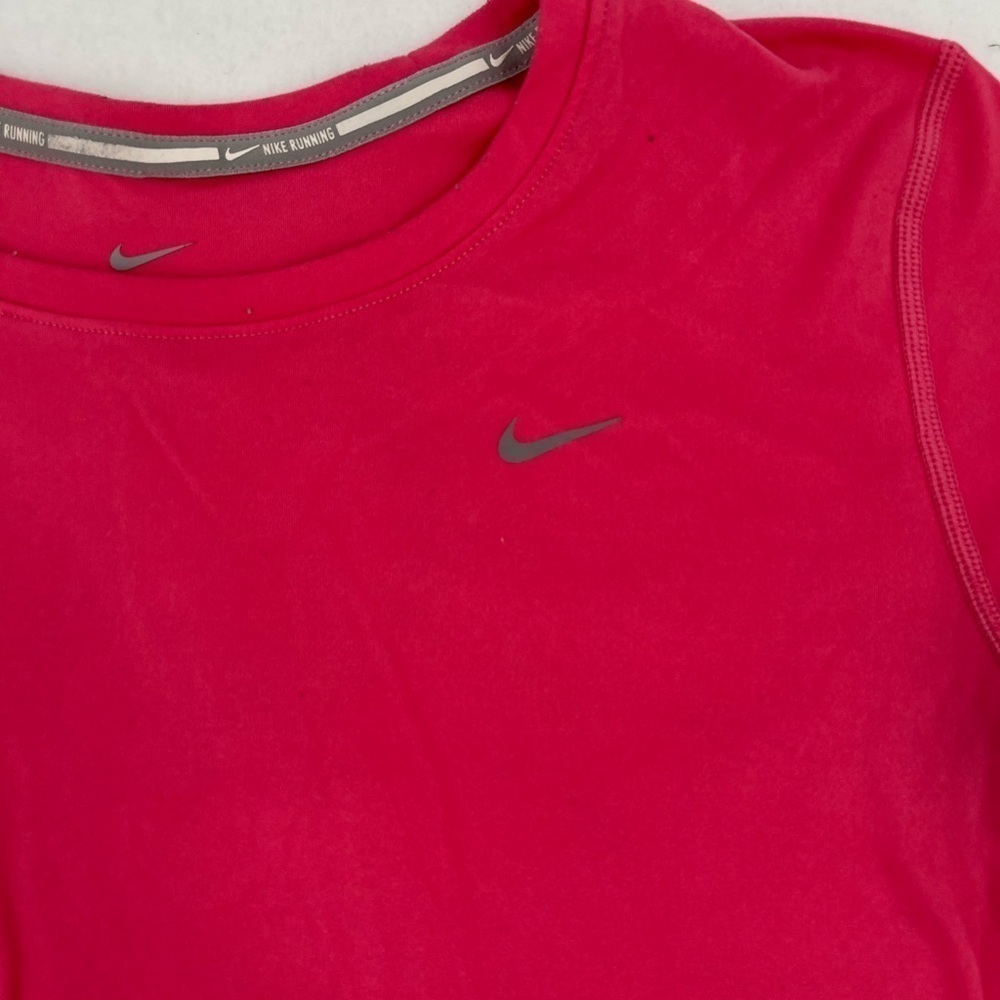 NIKE Women’s Dri-Fit Running Short Sleeved Athletic T-Shirt Pink size: Medium - Picture 4 of 8